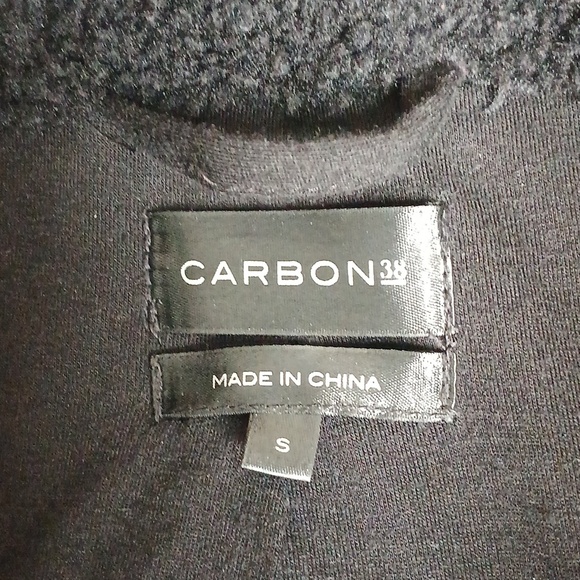 Carbon38 Full Zip Teddy Bomber Jacket Black - Picture 6 of 7